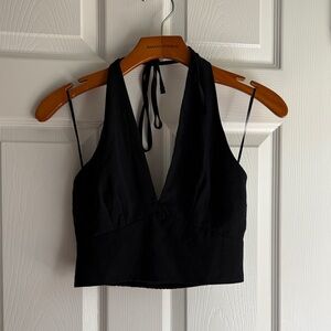 Abercrombie & Fitch Black Halter Tie-Back Crop Top